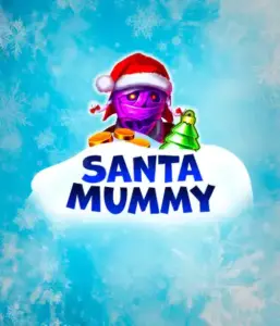  Experience the whimsical "Santa Mummy" slot game by Belatra, showcasing a mummified Santa decked out in festive holiday attire. This colorful image portrays the mummy with a bright purple hue, wearing a Santa hat, against a backdrop of snowy blue and icy snowflakes. The game's title, "Santa Mummy," is clearly shown in large, icy blue letters.