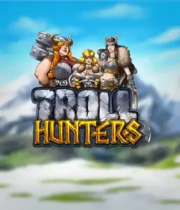 Step into the world of "Troll Hunters," where bold Viking warriors are poised to battle their foes. The logo displays a male and female Viking, equipped with weapons, set against a chilly landscape. They emanate power and determination, symbolizing the spirit of the game's adventurous theme.